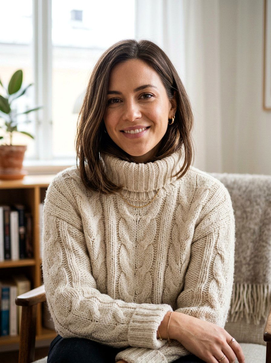 Tucked Turtleneck Winter Lob - 20 winter lob haircut ideas - 20 winter lob haircut ideas