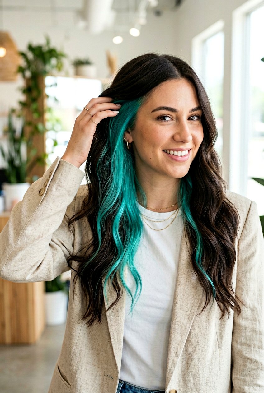 Turquoise Peekaboo Hair Color - 20 turquoise hair color ideas - 20 turquoise hair color ideas
