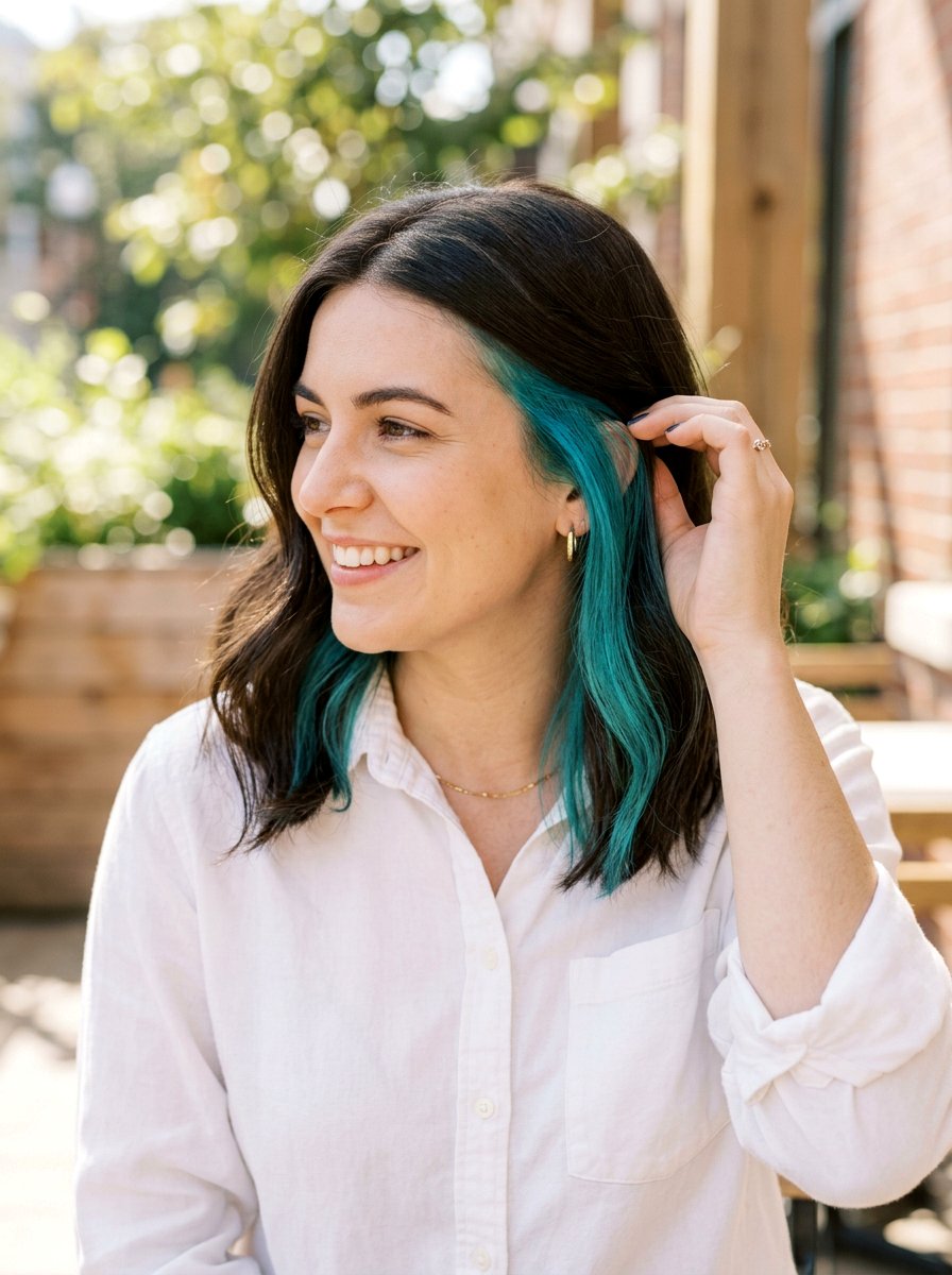 Turquoise Peekaboo Highlights Framing The Face - 20 turquoise peekaboo highlights - 20 turquoise peekaboo highlights