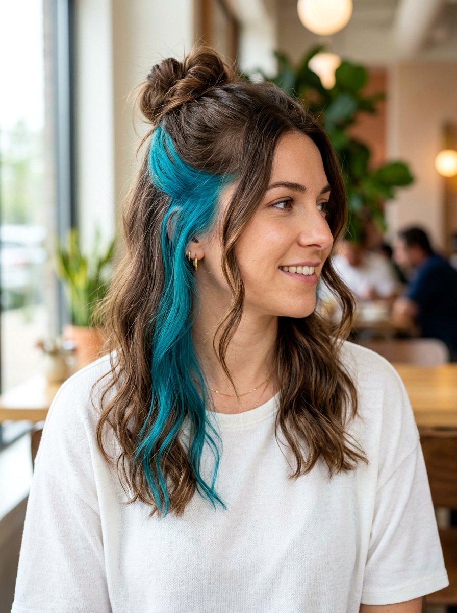 Turquoise Peekaboo Highlights On Brown Hair - 20 turquoise peekaboo highlights - 20 turquoise peekaboo highlights