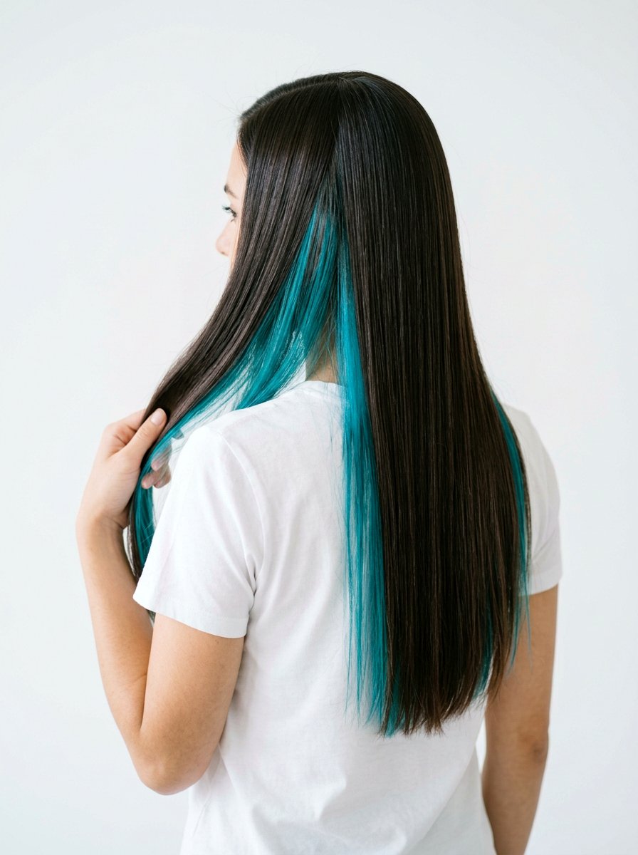 Turquoise Peekaboo Highlights On Straight Hair - 20 turquoise peekaboo highlights - 20 turquoise peekaboo highlights