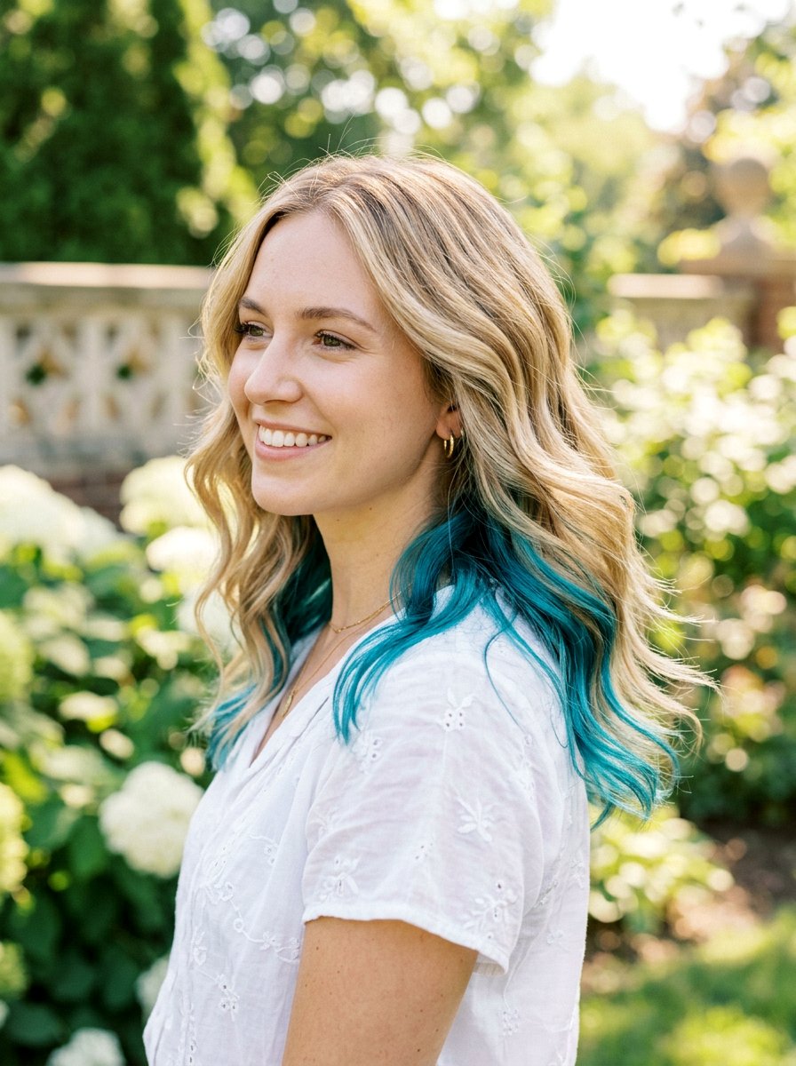 Turquoise Peekaboo Highlights With Blonde Hair - 20 turquoise peekaboo highlights - 20 turquoise peekaboo highlights