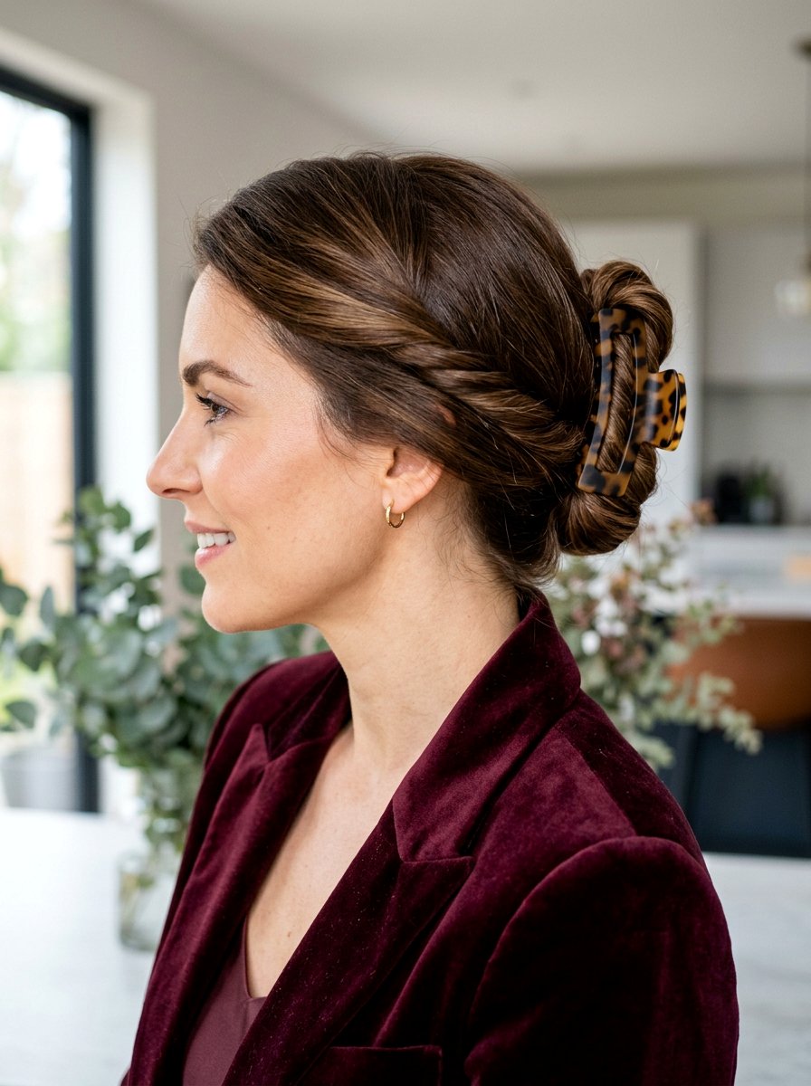 Twist And Clip Chignon - 20 office hairstyle with claw clip twist - 20 office hairstyle with claw clip twist
