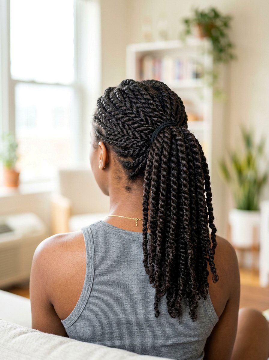 Twist Braided Ponytail - 20 ponytail hairstyles for black women - 20 ponytail hairstyles for black women