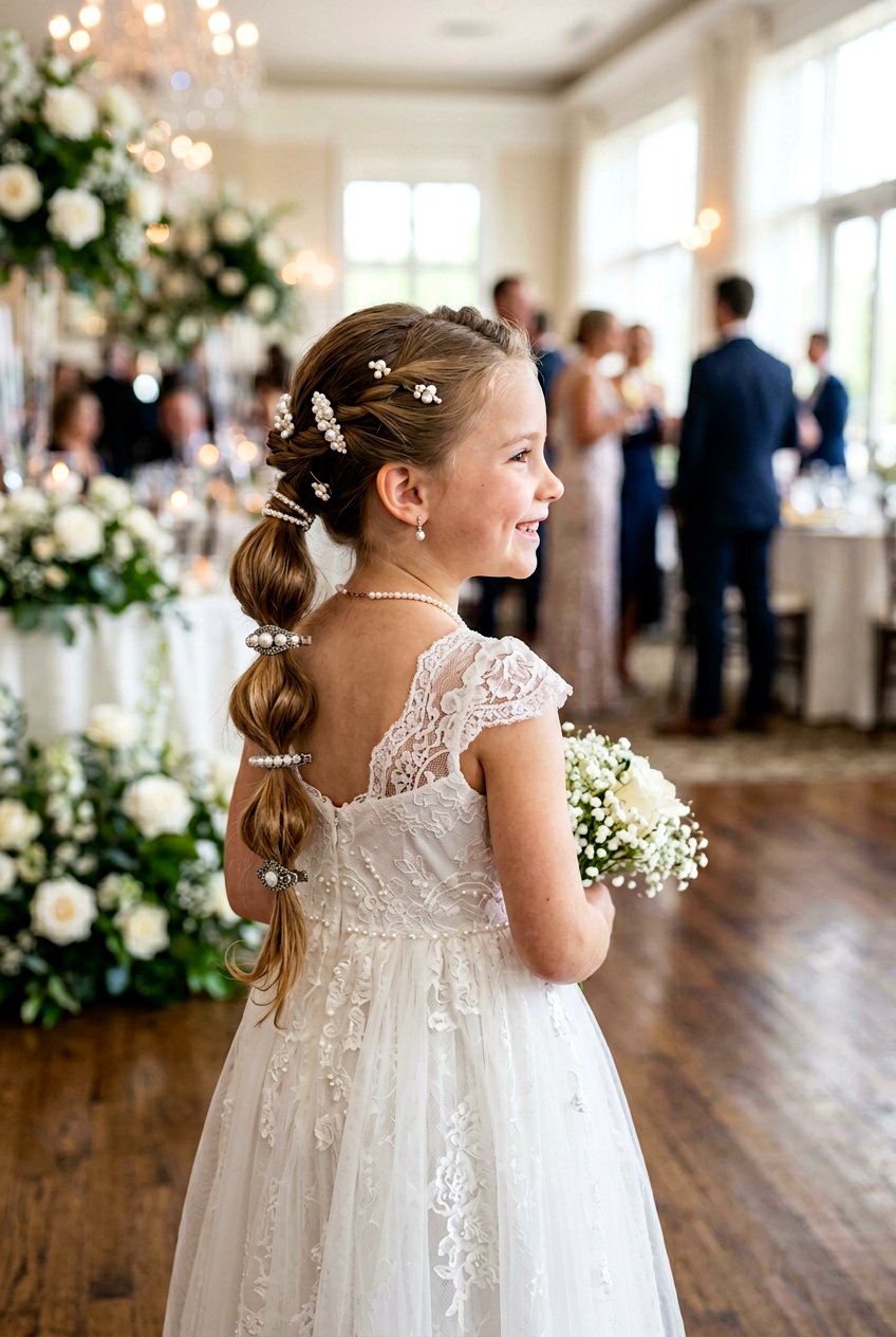 Twist Bubble Ponytail With Pearl Clips - 20 little girls bubble ponytail with clips - 20 little girls bubble ponytail with clips