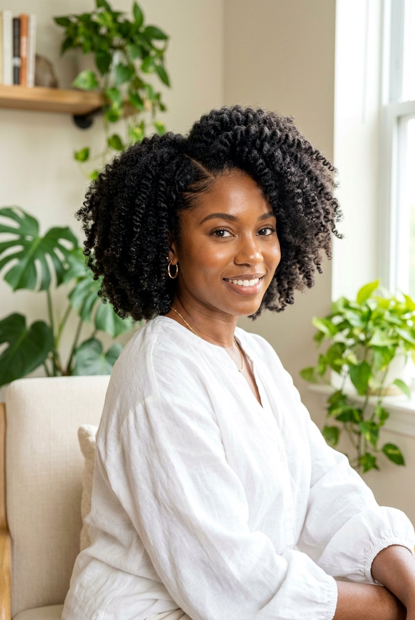 Twist Out Afro with Side Part - 20 afro with side part hairstyle - 20 afro with side part hairstyle