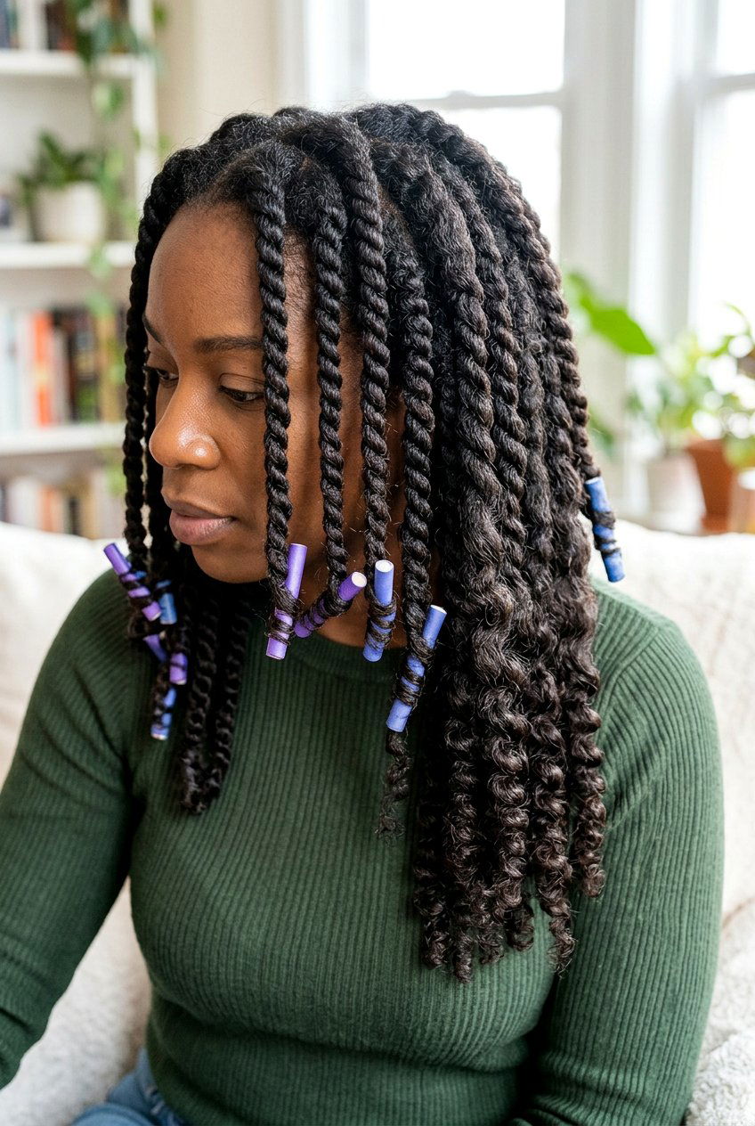 Twist Out Half Up Half Down on Long Natural Hair - 20 twist out on long natural hair - 20 twist out on long natural hair