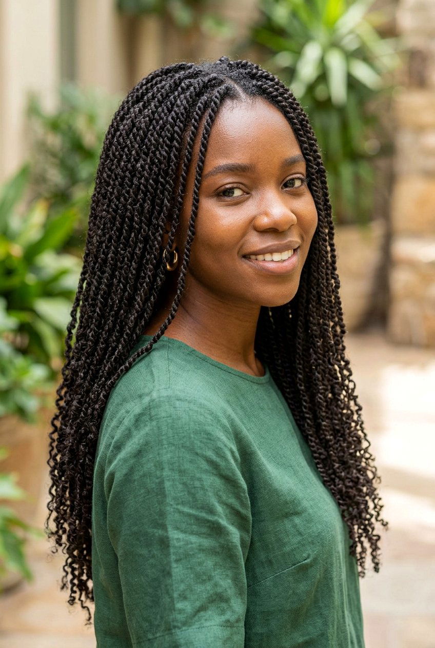 Twist Out with Flexi Rod Ends on Long Natural Hair - 20 twist out on long natural hair - 20 twist out on long natural hair