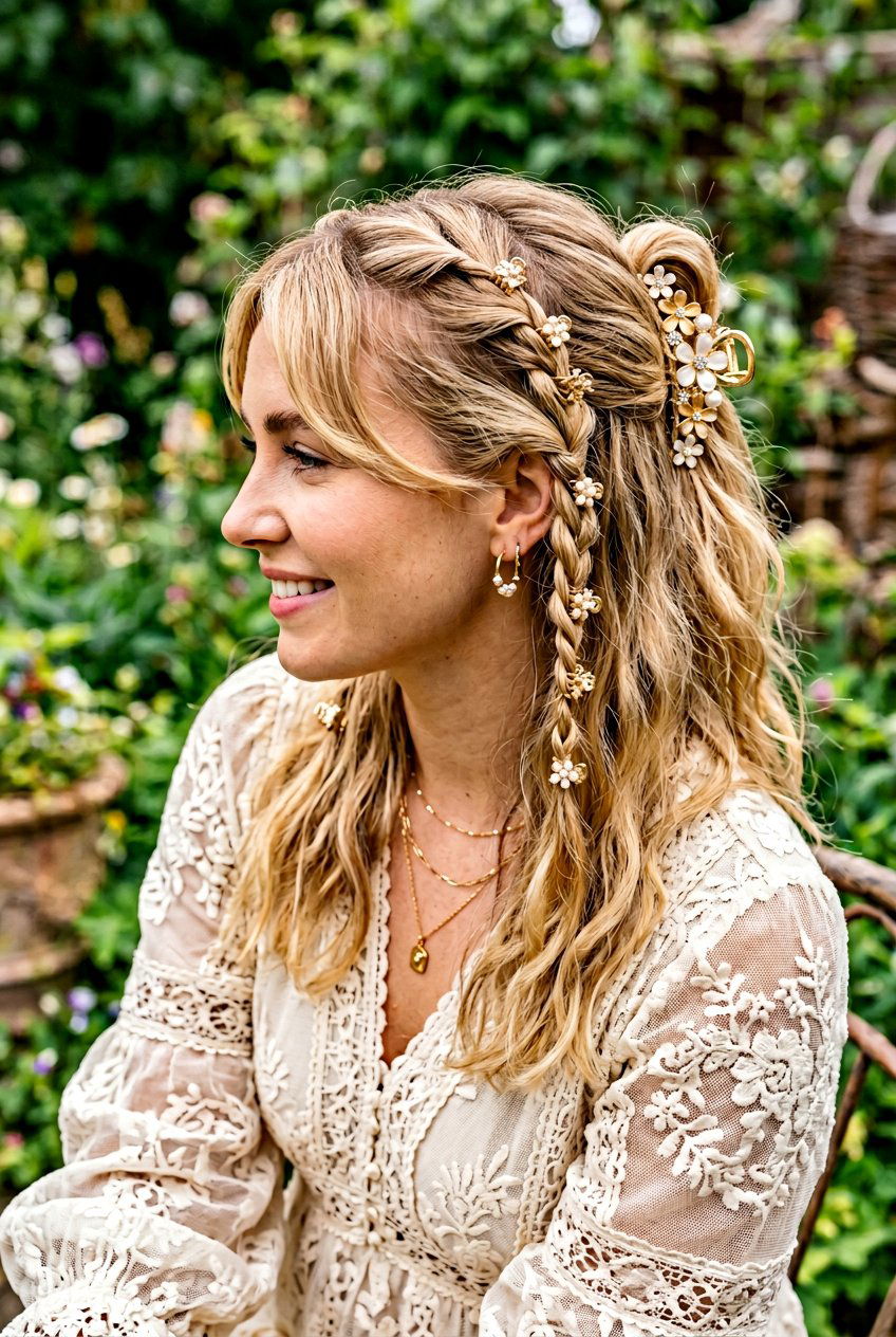 Twisted Bangs Claw Clip - 20 easy claw clip hairstyles for medium hair - 20 easy claw clip hairstyles for medium hair