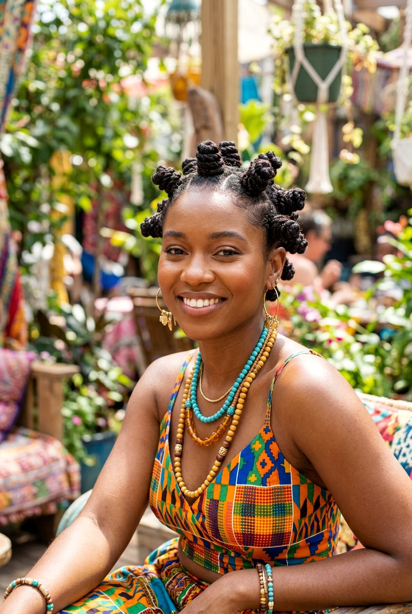 Twisted Bantu Knots - 20 heatless curls for shoulder length hair - 20 heatless curls for shoulder length hair