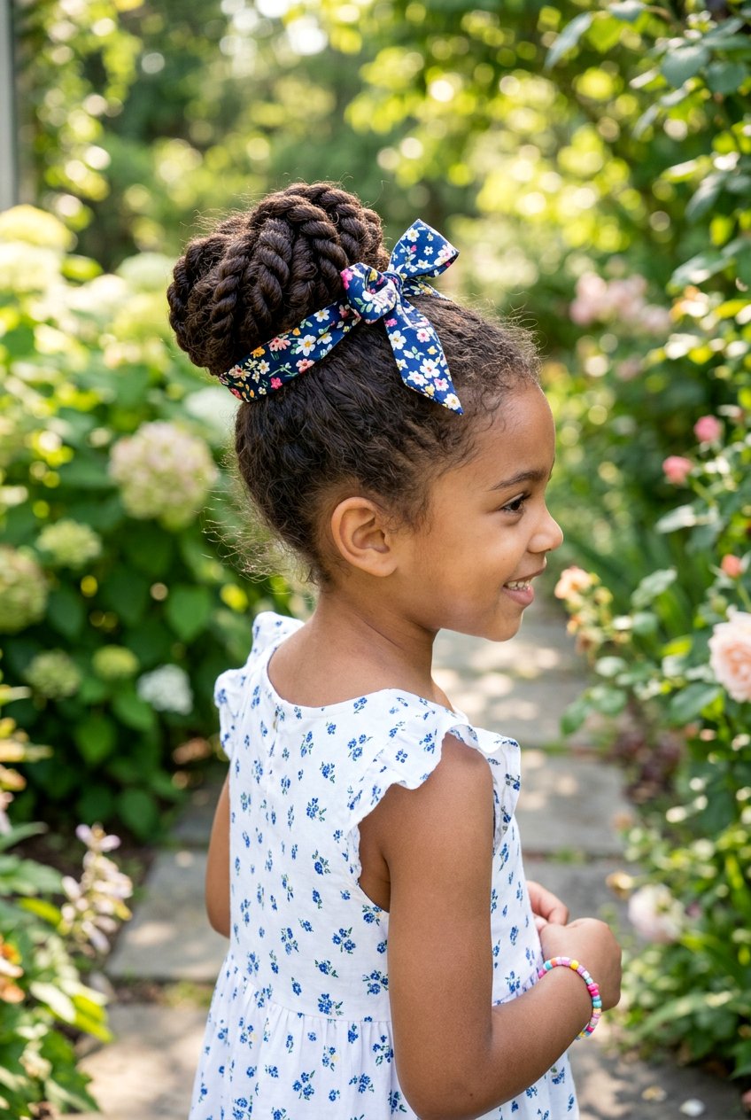 Twisted Braid Bun for Little Girls - 20 twist braids for little girls - 20 twist braids for little girls