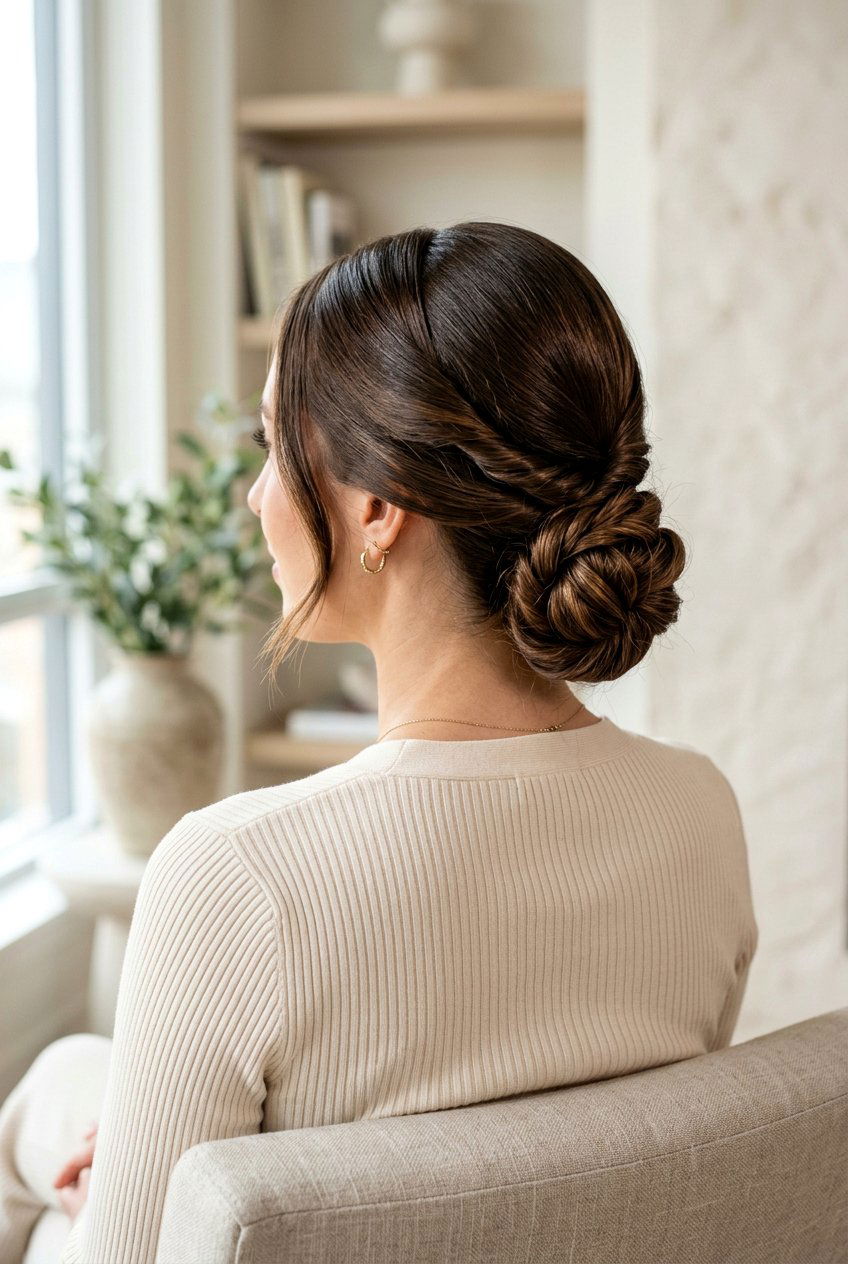Twisted Braid Low Bun - 20 festive low bun with braid - 20 festive low bun with braid