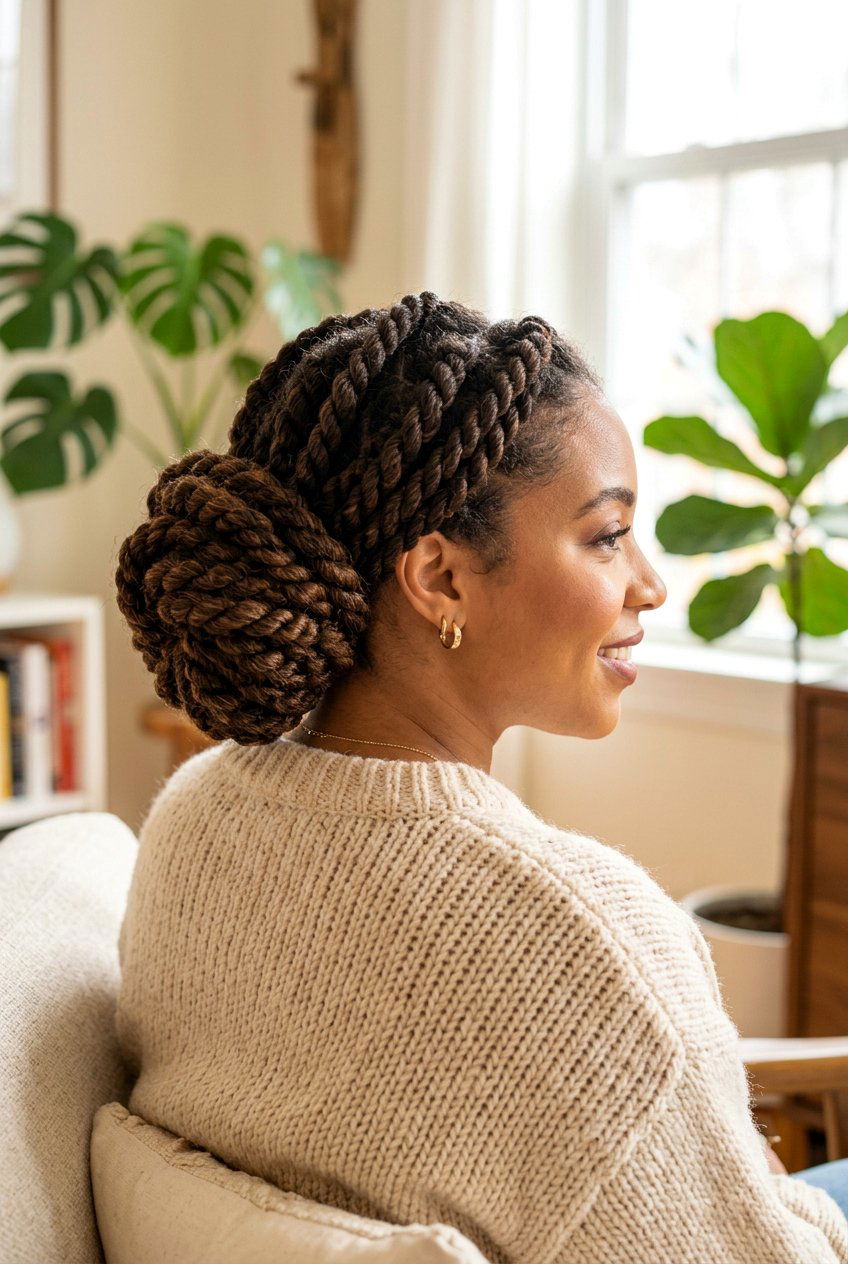 20 Gorgeous Braided Bun Styles For Black Women To Try Now