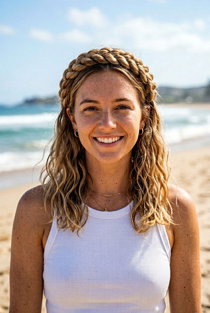 Twisted Braided Crown Beach Hair - 20 beach hairstyle with braided crown - 20 beach hairstyle with braided crown