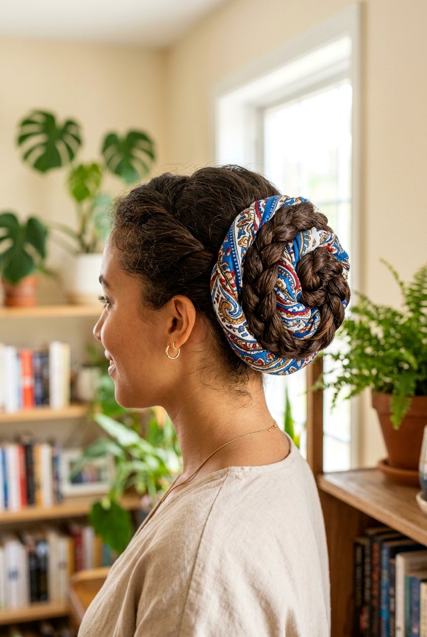 Twisted Bun With Bandana - 20 bandana bun hairstyle - 20 bandana bun hairstyle