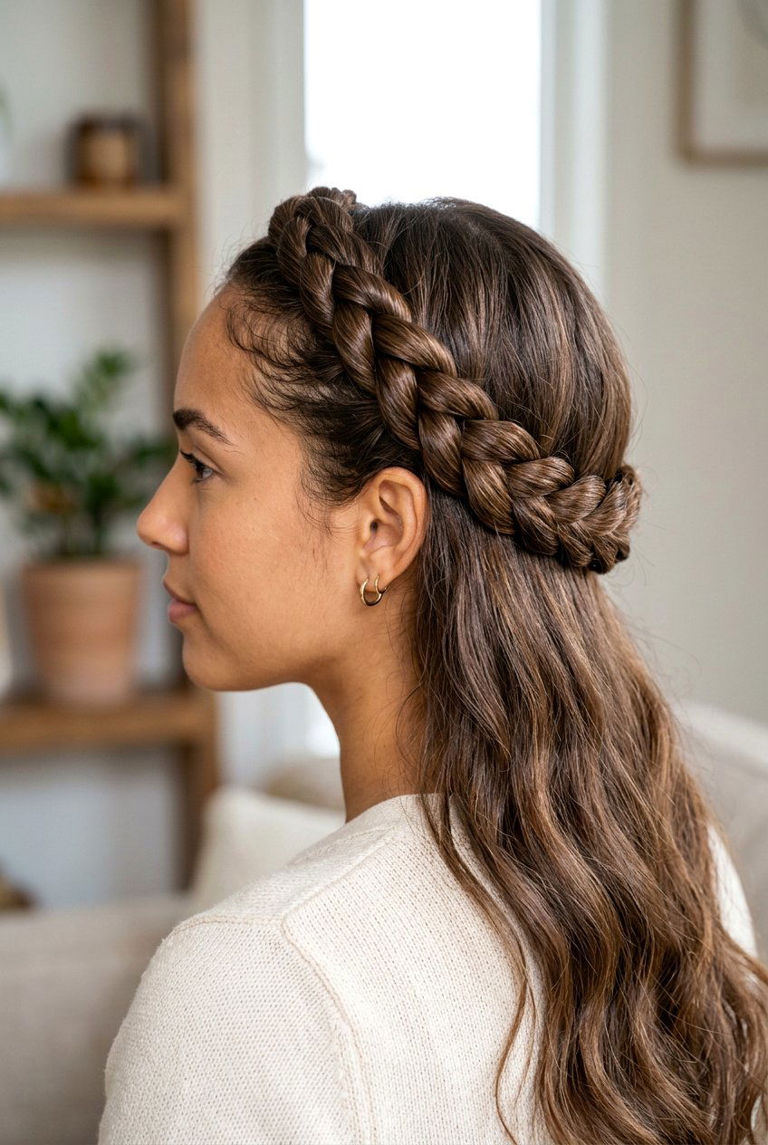 Twisted Crown Braid - 20 boho hairstyles for long hair - 20 boho hairstyles for long hair