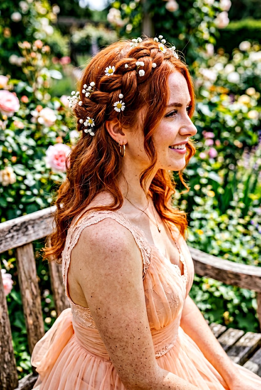 Twisted Crown Braid With Flower Clips - 20 homecoming hairstyle with braid crown - 20 homecoming hairstyle with braid crown