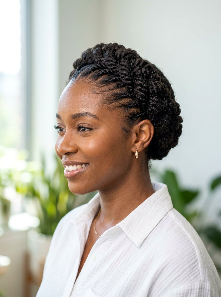 Twisted Crown Braid for Natural Hair - 20 simple work hairstyle for natural hair - 20 simple work hairstyle for natural hair
