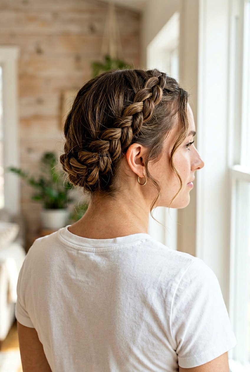 Twisted Crown Braid - 20 exam week easy hairstyles - 20 exam week easy hairstyles