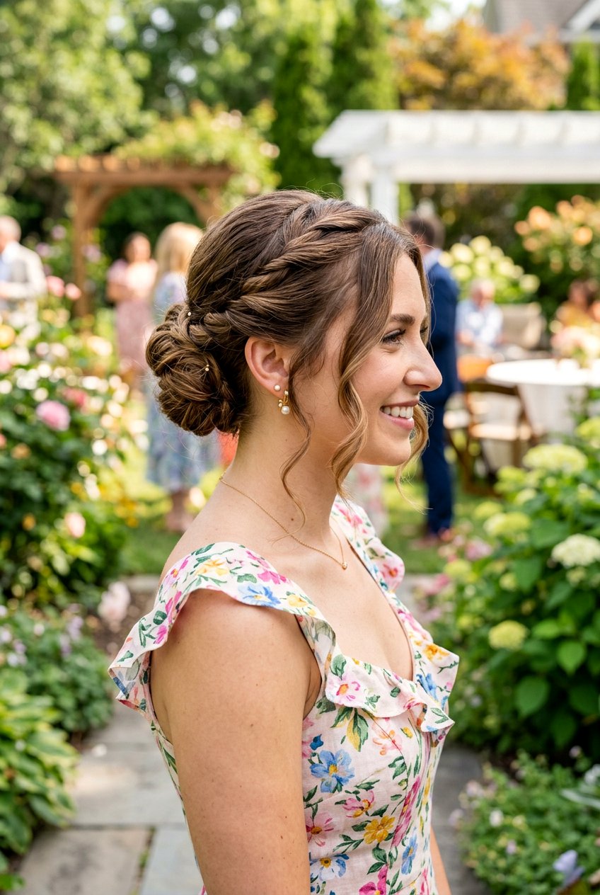 Twisted Crown Bun - 20 glamorous updo with soft tendrils - 20 glamorous updo with soft tendrils