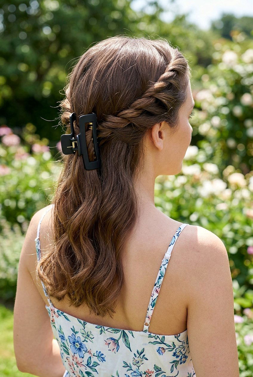 Twisted Crown Claw Clip - 20 best claw clip hairstyle ideas - 20 best claw clip hairstyle ideas