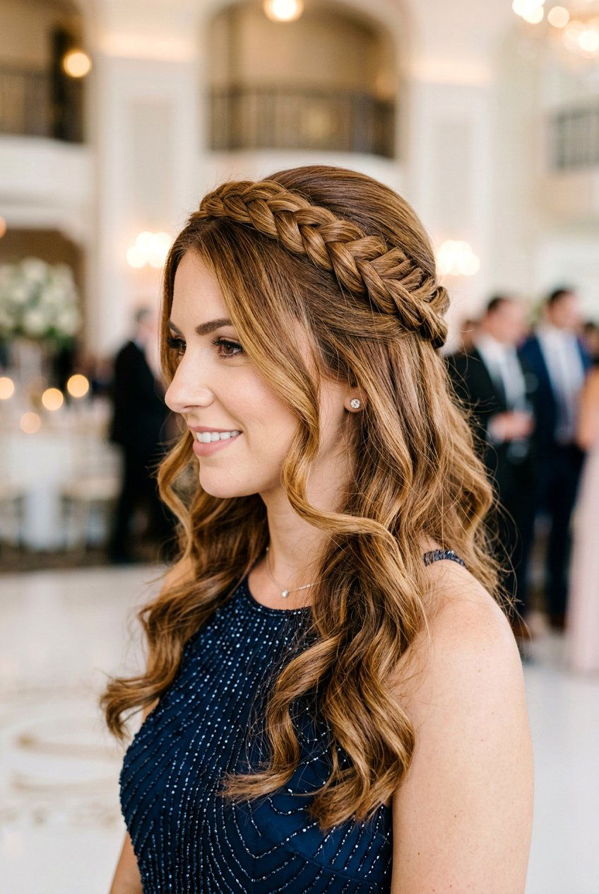 Twisted Crown Half Up Hairstyle - 20 half up half down prom hairstyles - 20 half up half down prom hairstyles