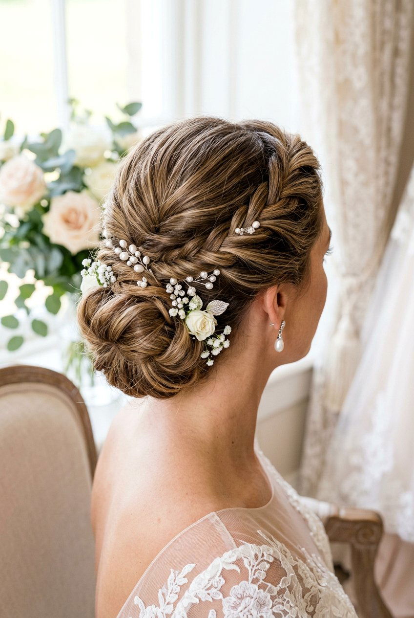 Twisted Crown Low Bun Bridal Updo - 20 romantic bridal updo - 20 romantic bridal updo