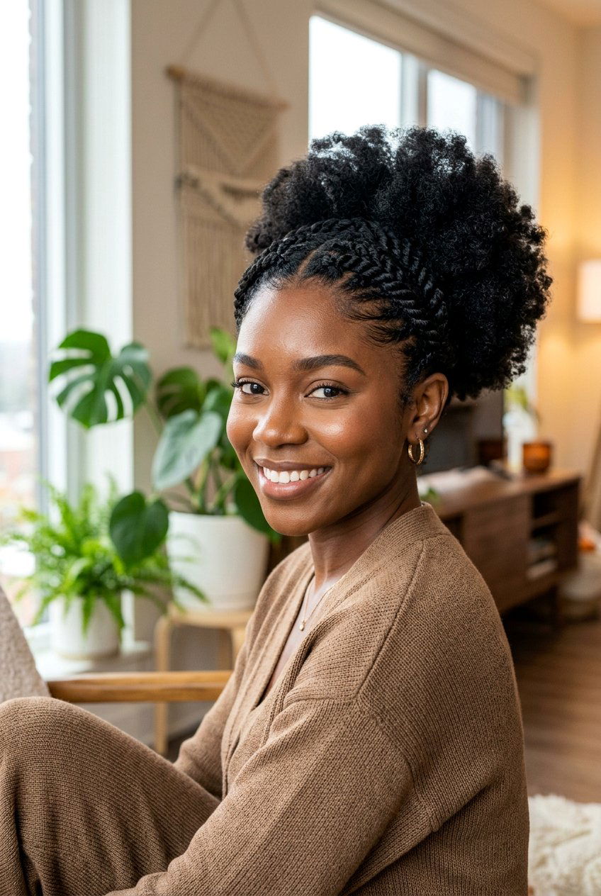 Twisted Crown Natural Puff - 20 black women natural puff ideas - 20 black women natural puff ideas