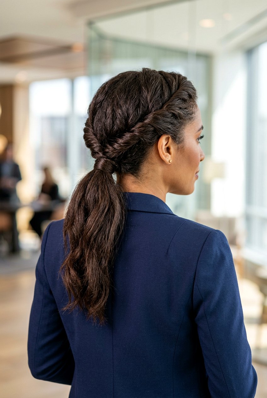 Twisted Crown Ponytail - 20 business casual ponytail hairstyle - 20 business casual ponytail hairstyle