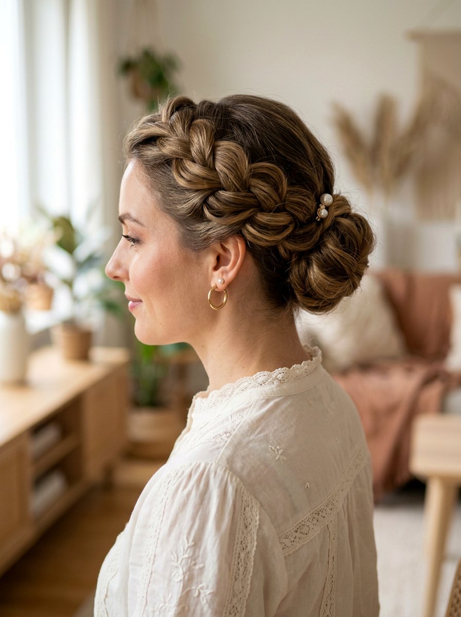 Twisted Crown Updo - 20 cute hairstyle for shopping day - 20 cute hairstyle for shopping day