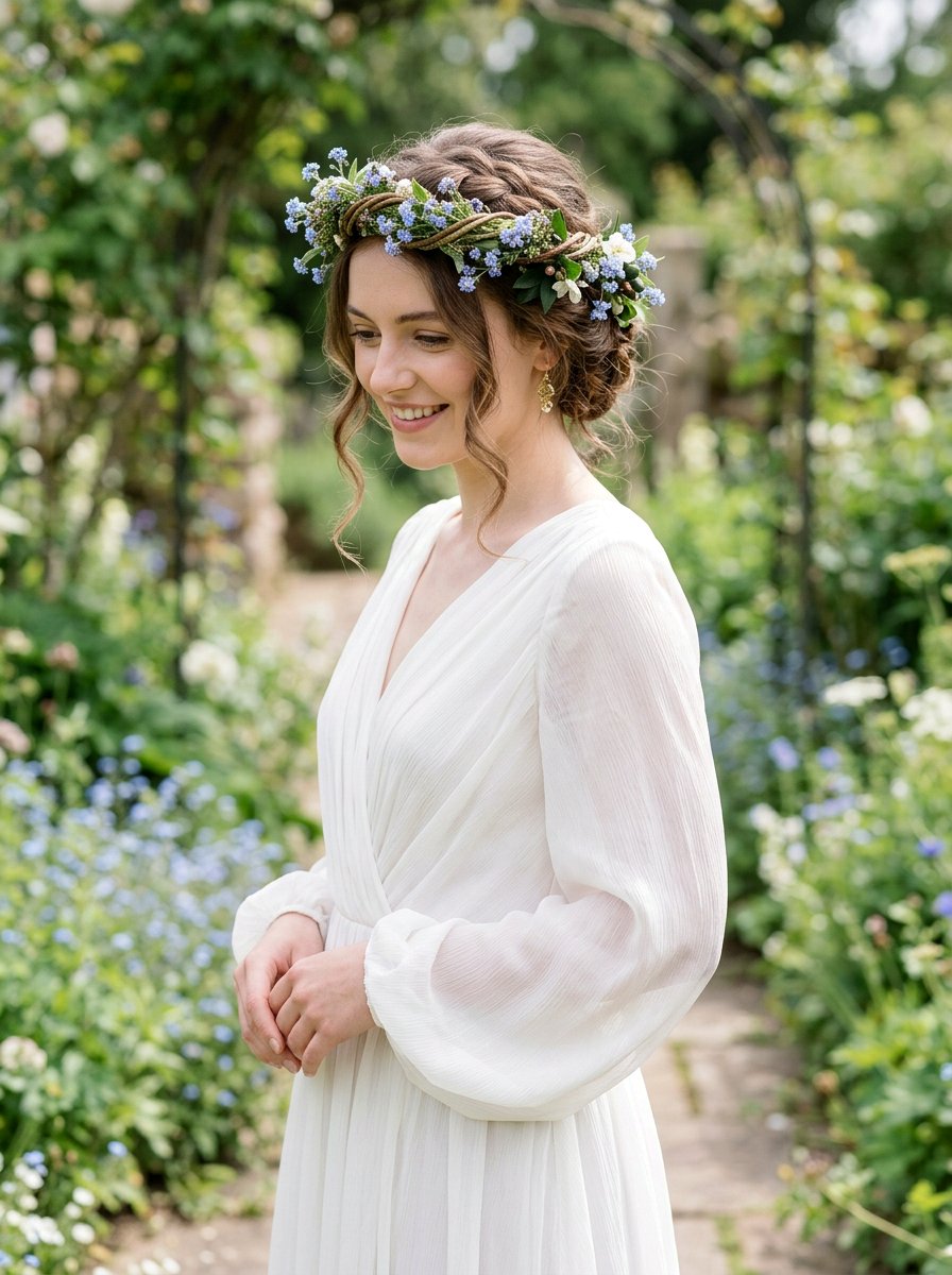 Twisted Crown With Small Flowers - 20 wedding hairstyles with flowers - 20 wedding hairstyles with flowers