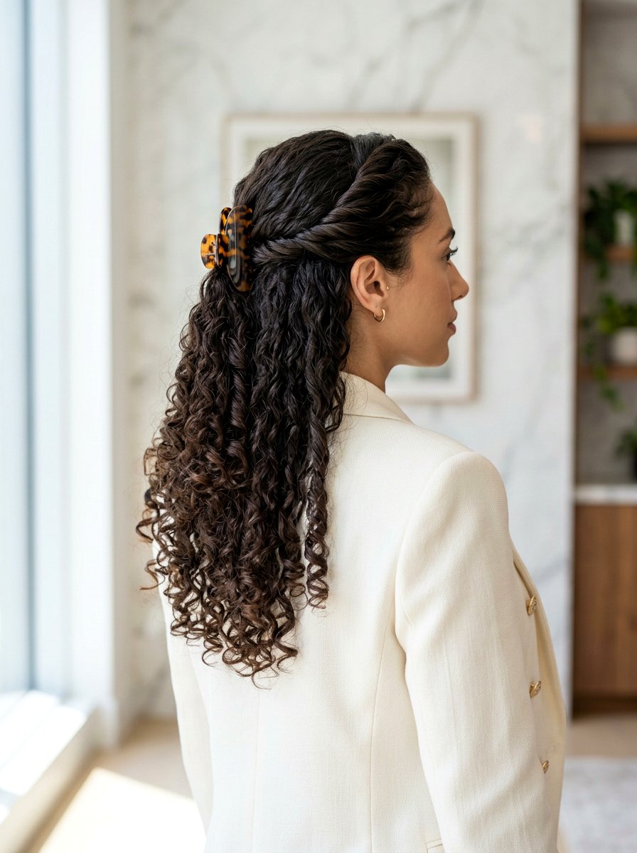 Twisted Curly Half Up Claw Clip - 20 claw clip half up for curly hair - 20 claw clip half up for curly hair