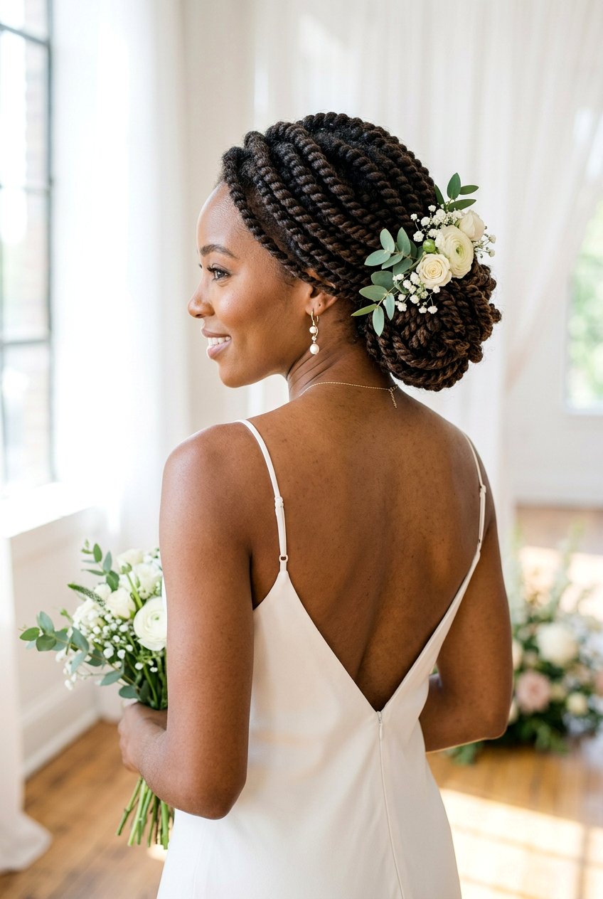 Twisted Curly Low Updo - 20 bridal curly updo for natural hair - 20 bridal curly updo for natural hair