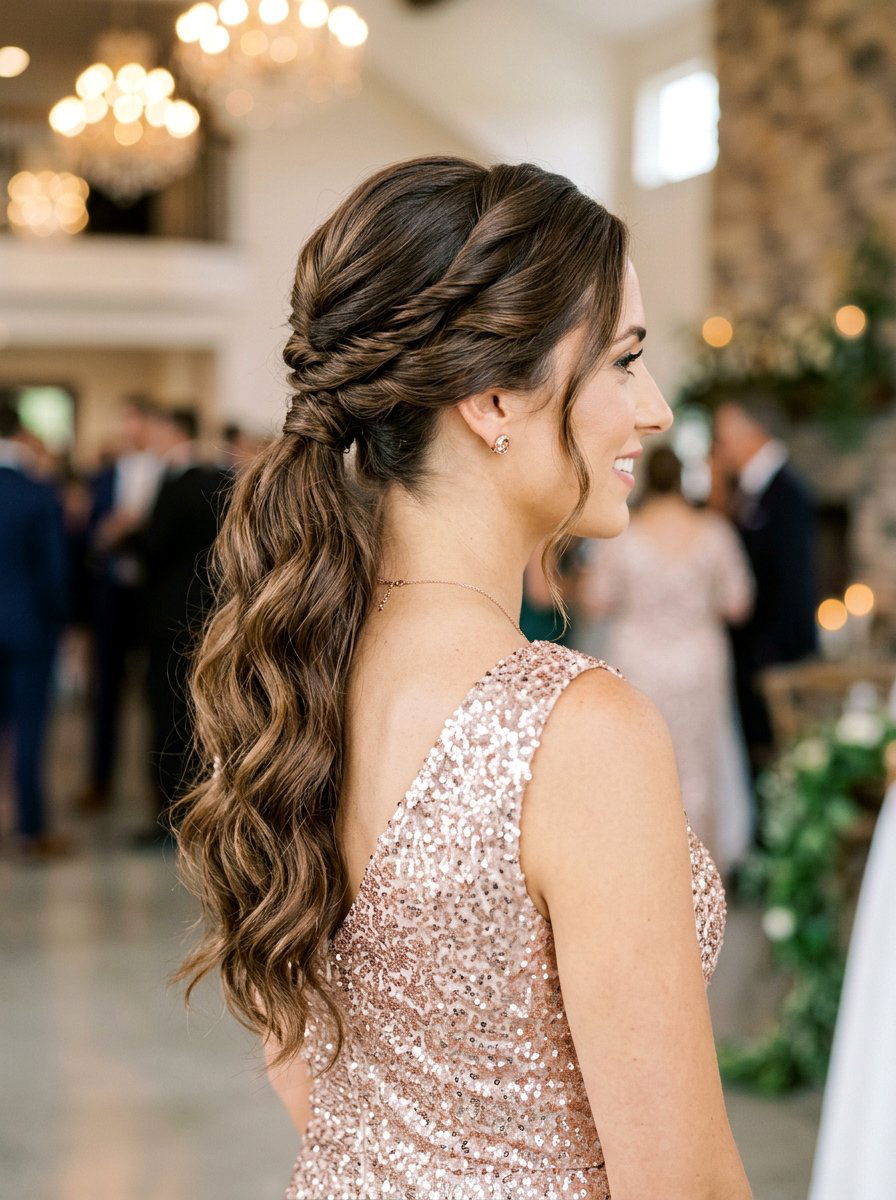 Twisted Elegant Ponytail With Waves - 20 twisted ponytail for wedding guest - 20 twisted ponytail for wedding guest