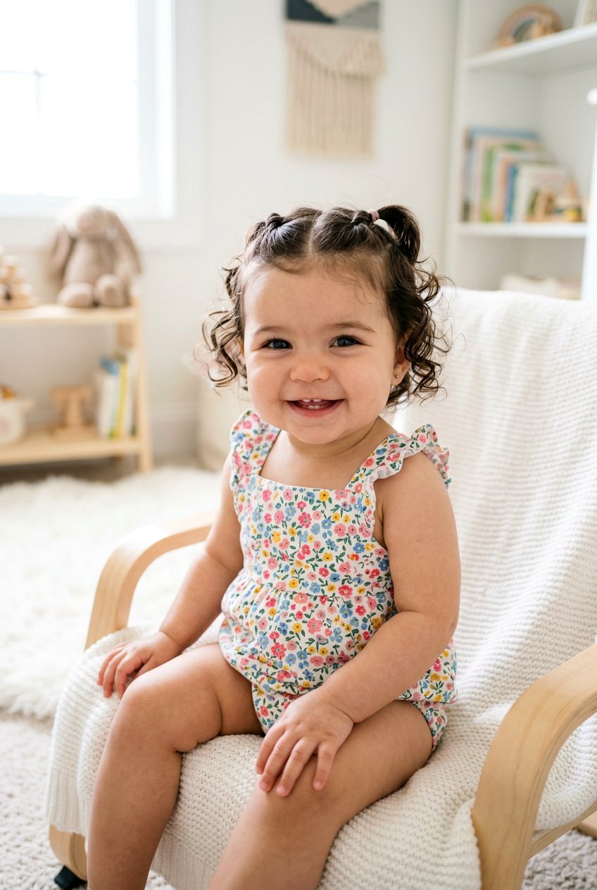 Twisted Front Sections Into Mini Ponytail - 20 first birthday hairstyles for girls - 20 first birthday hairstyles for girls