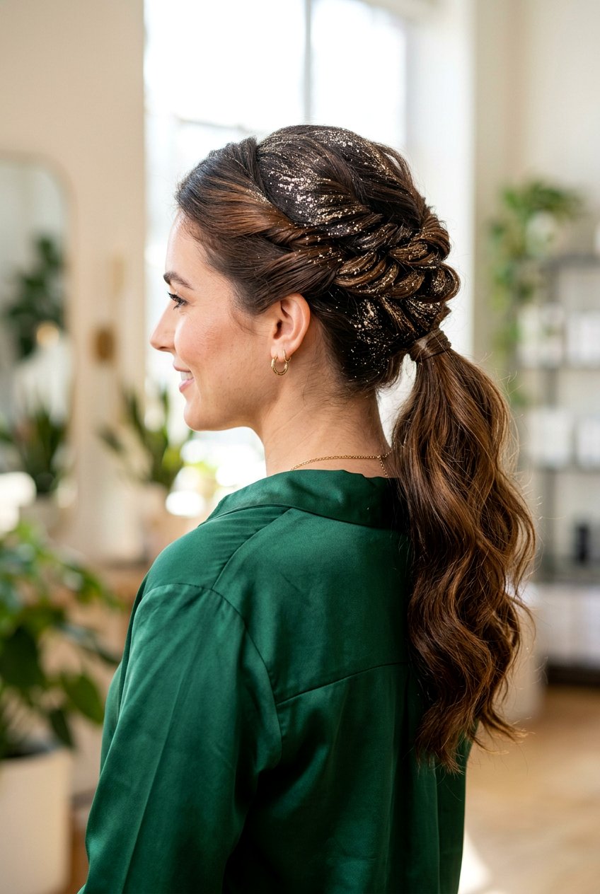 Twisted Glitter Ponytail - 20 birthday hairstyle with glitter ponytail - 20 birthday hairstyle with glitter ponytail