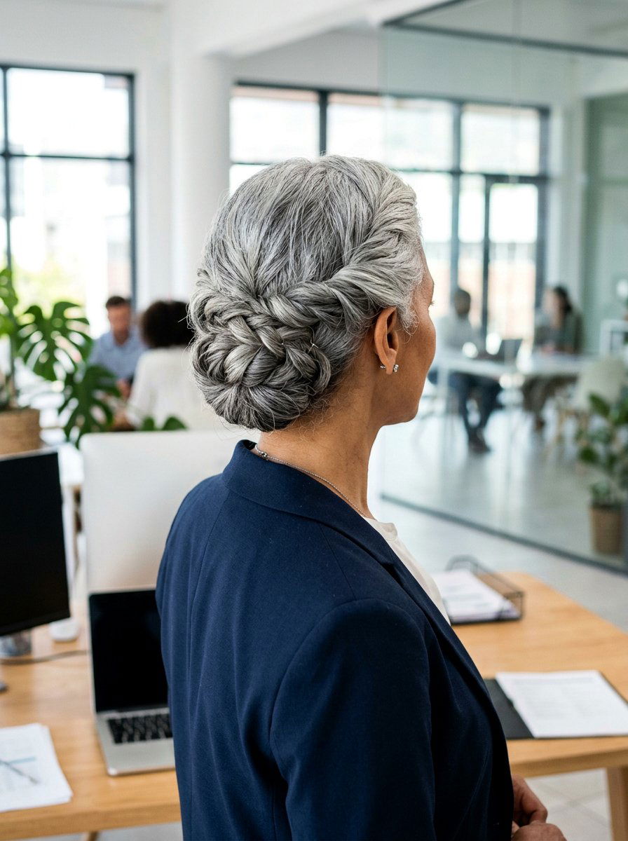 Twisted Gray Chignon - 20 elegant gray chignon hairstyle - 20 elegant gray chignon hairstyle