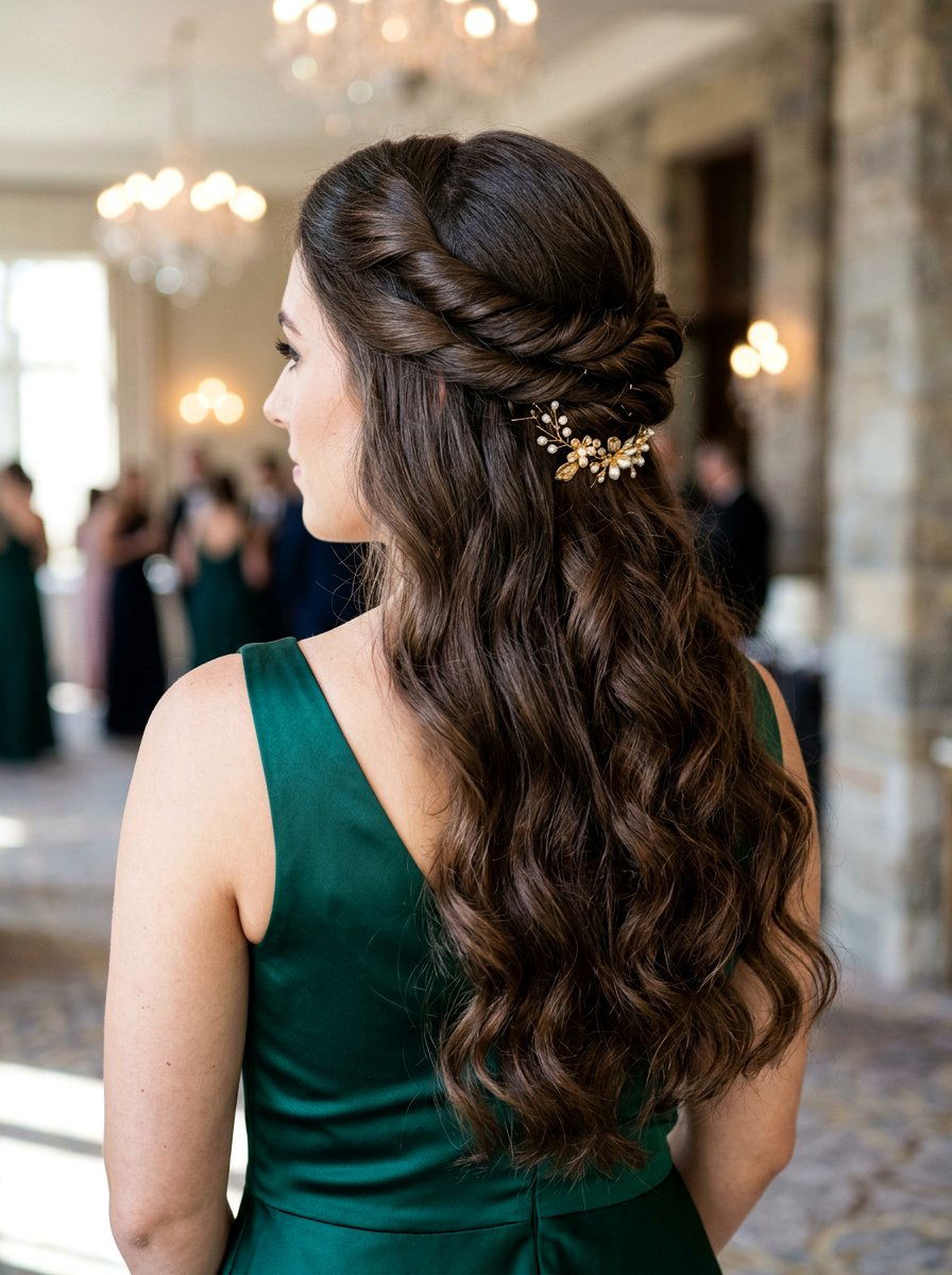 Twisted Half Up - 20 prom hairstyles for thick long hair - 20 prom hairstyles for thick long hair