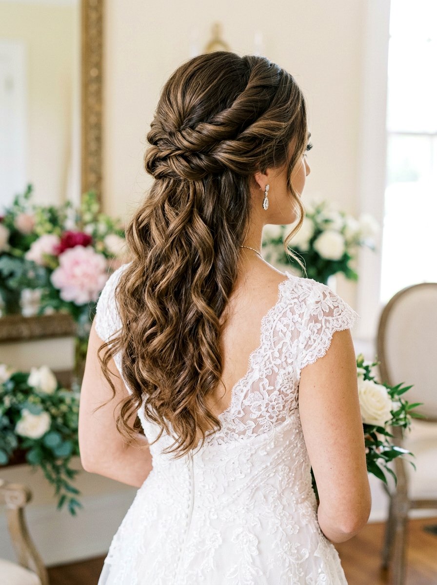 Twisted Half Up - 20 wedding hairstyles for fine thin hair - 20 wedding hairstyles for fine thin hair