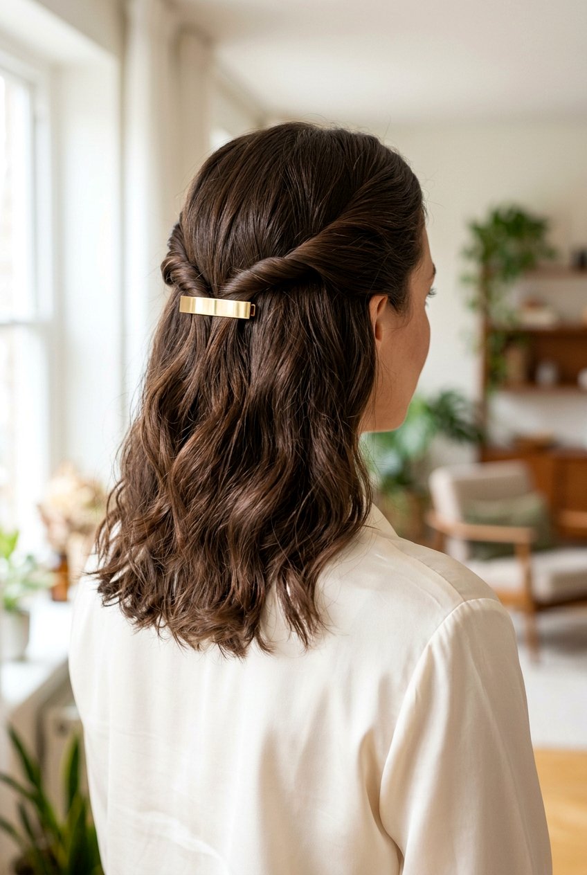 Twisted Half Up - 20 easy hairstyles for busy moms with medium hair - 20 easy hairstyles for busy moms with medium hair