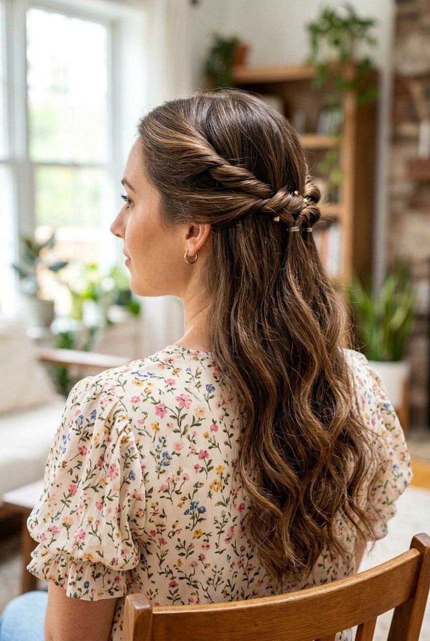 Twisted Half Up - 20 easy library hairstyle for college girls - 20 easy library hairstyle for college girls