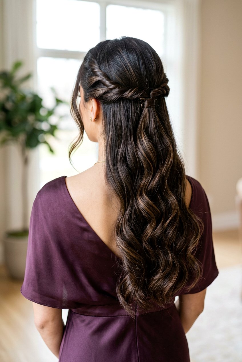 Twisted Half Up - 20 mother of the bride long hairstyles - 20 mother of the bride long hairstyles