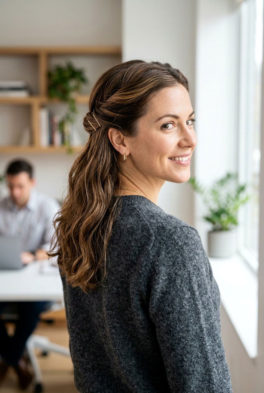 Twisted Half Up - 20 polished hairstyle for job interview - 20 polished hairstyle for job interview