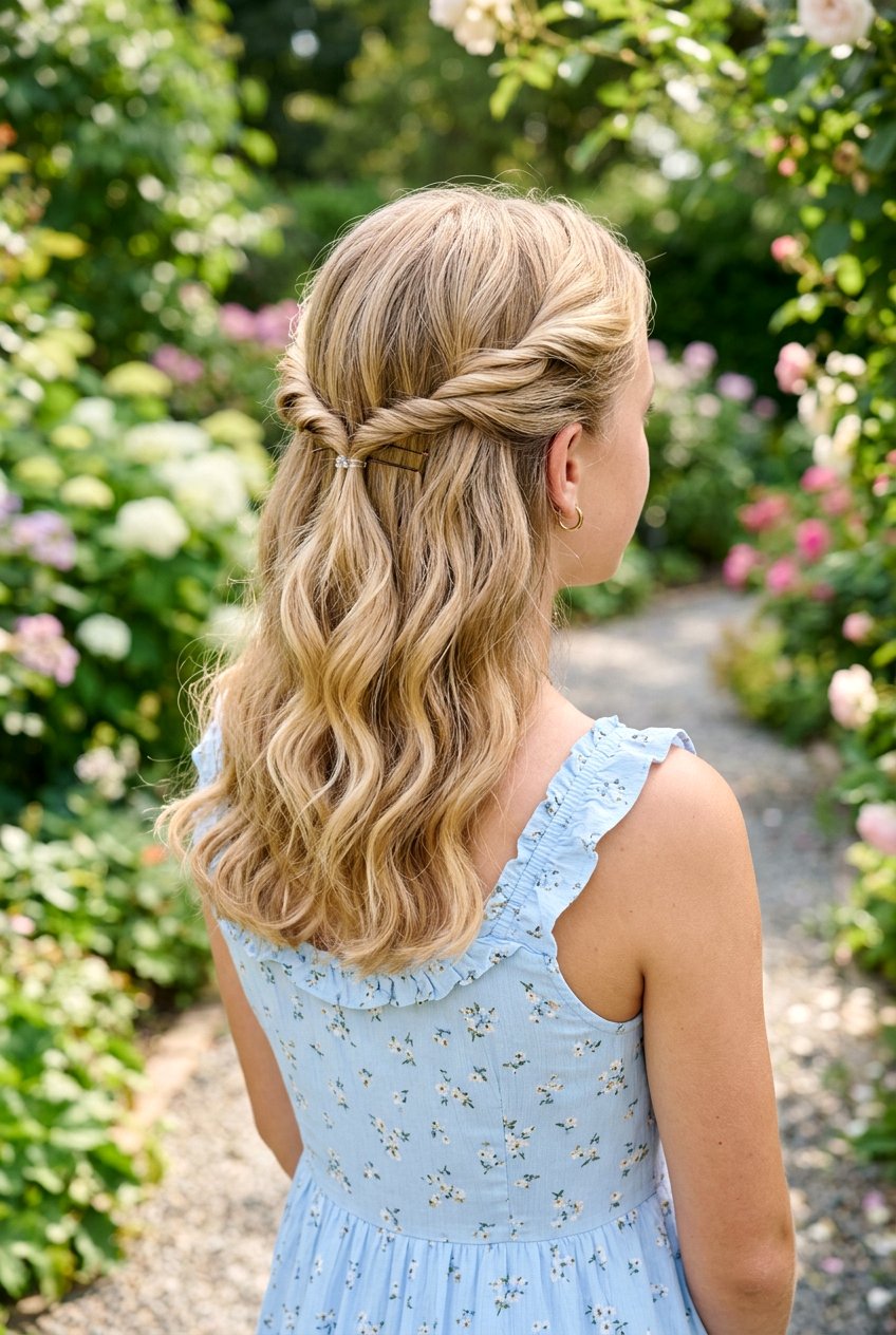 Twisted Half Up - 20 school hairstyle for teenage girls with medium hair - 20 school hairstyle for teenage girls with medium hair