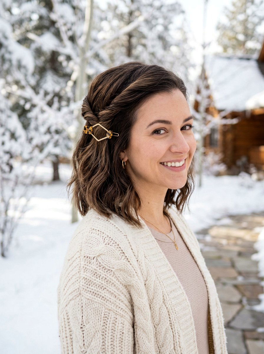 Twisted Half Up Bob - 20 easy bob styling ideas for women - 20 easy bob styling ideas for women