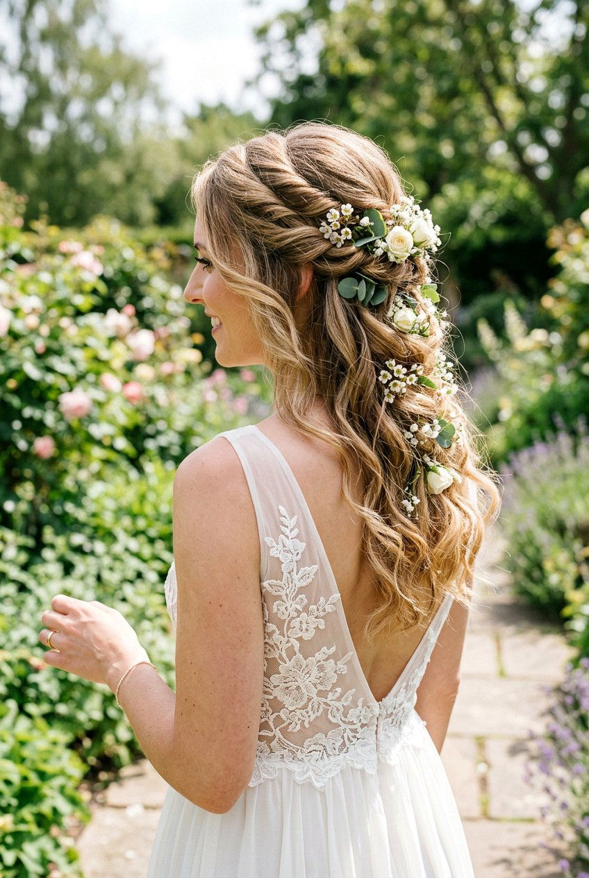Twisted Half Up Boho Wedding Hair - 20 twisted half up wedding hairstyle - 20 twisted half up wedding hairstyle