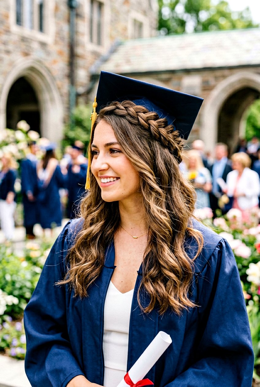 Twisted Half Up Braid Design - 20 graduation hairstyle with half up braid - 20 graduation hairstyle with half up braid