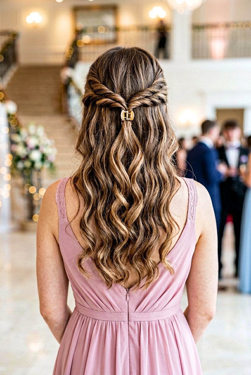 Twisted Half Up Claw Clip Prom Hair - 20 prom hairstyles with claw clip - 20 prom hairstyles with claw clip