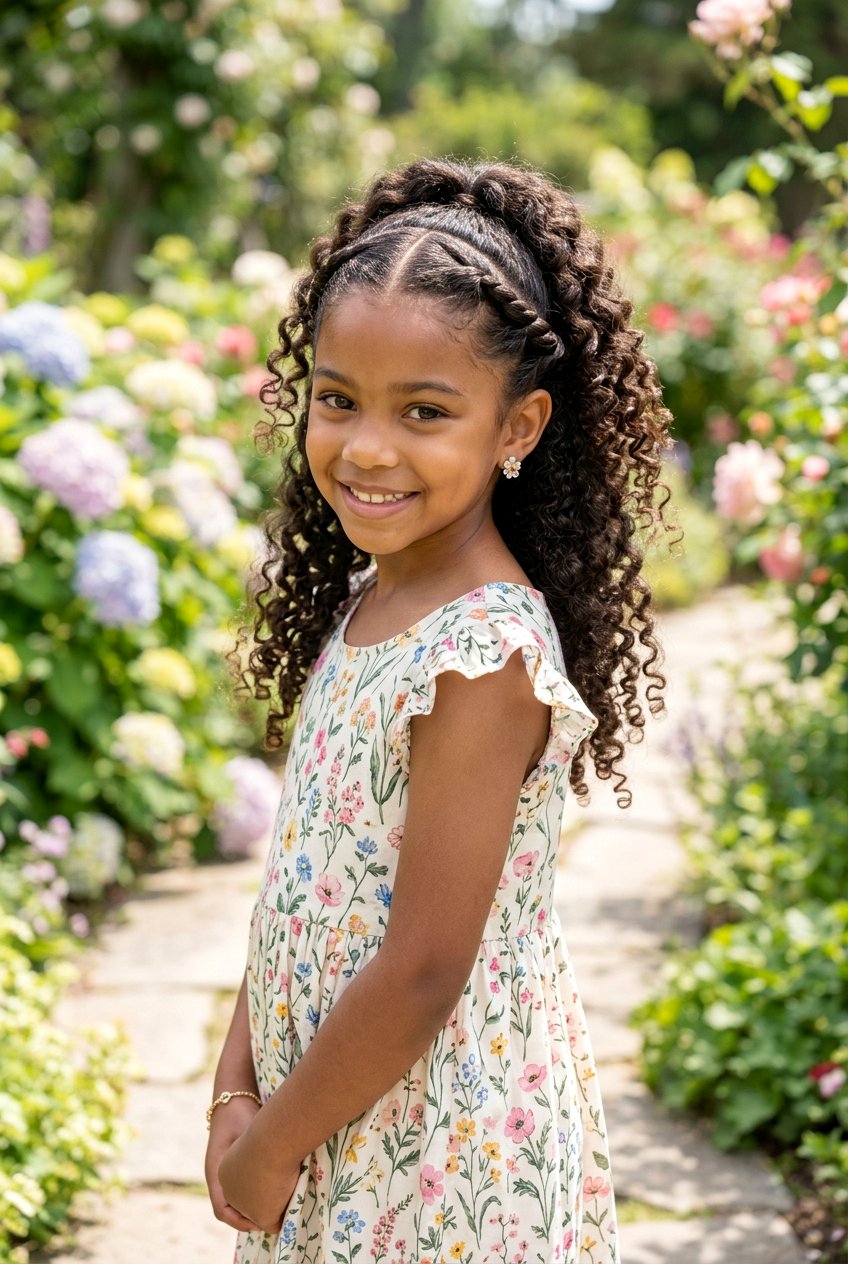 Twisted Half Up Curly Ponytail - 20 little girls half up curls hairstyle - 20 little girls half up curls hairstyle