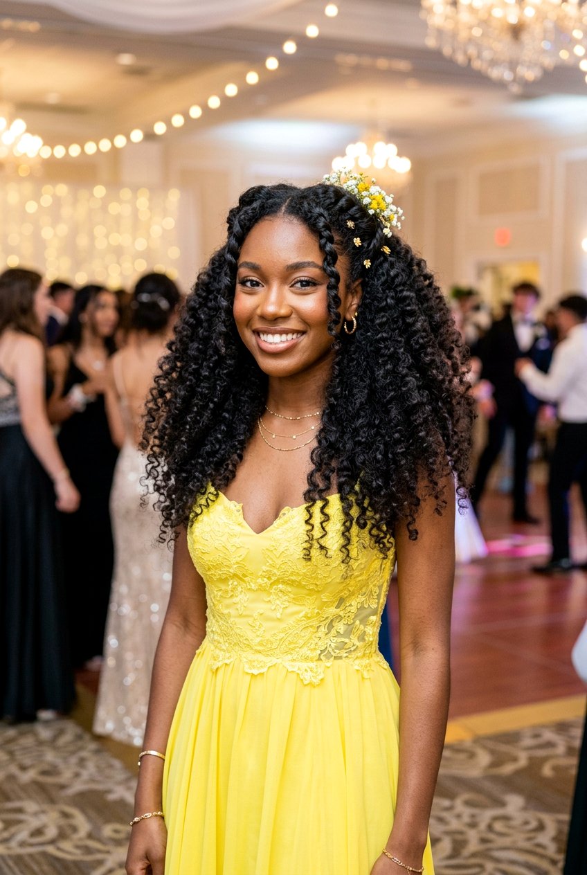 Twisted Half Up For Natural Curls - 20 prom hairstyle with twisted half up - 20 prom hairstyle with twisted half up